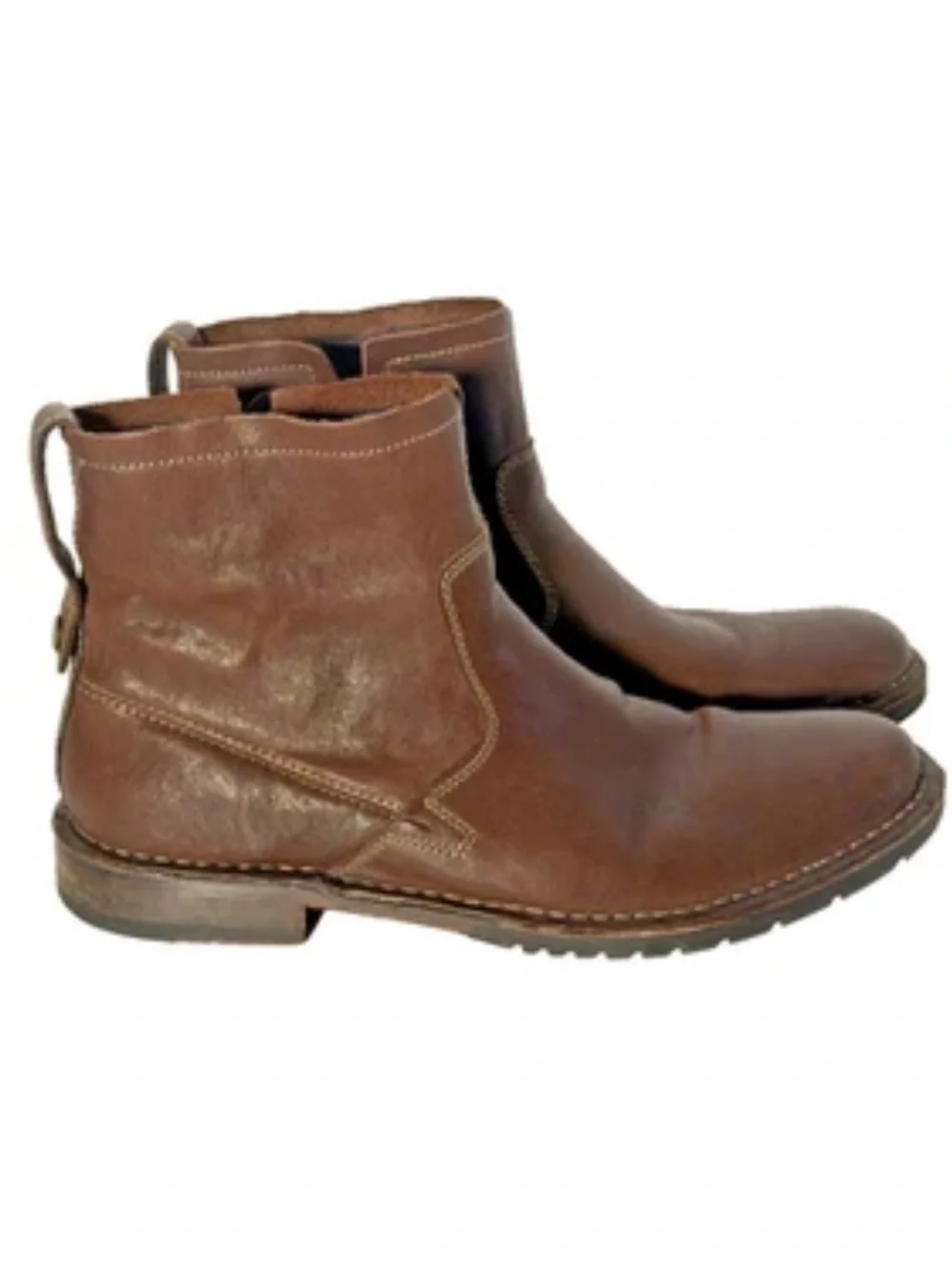 John Varvatos Star USA Driggs Men's Sz 7.5 M Brown Leather Zip Snap Ankle Boots